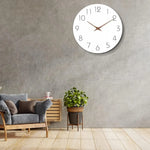 horloge murale bois blanc minimaliste aiguille quartz 305mm salon simple