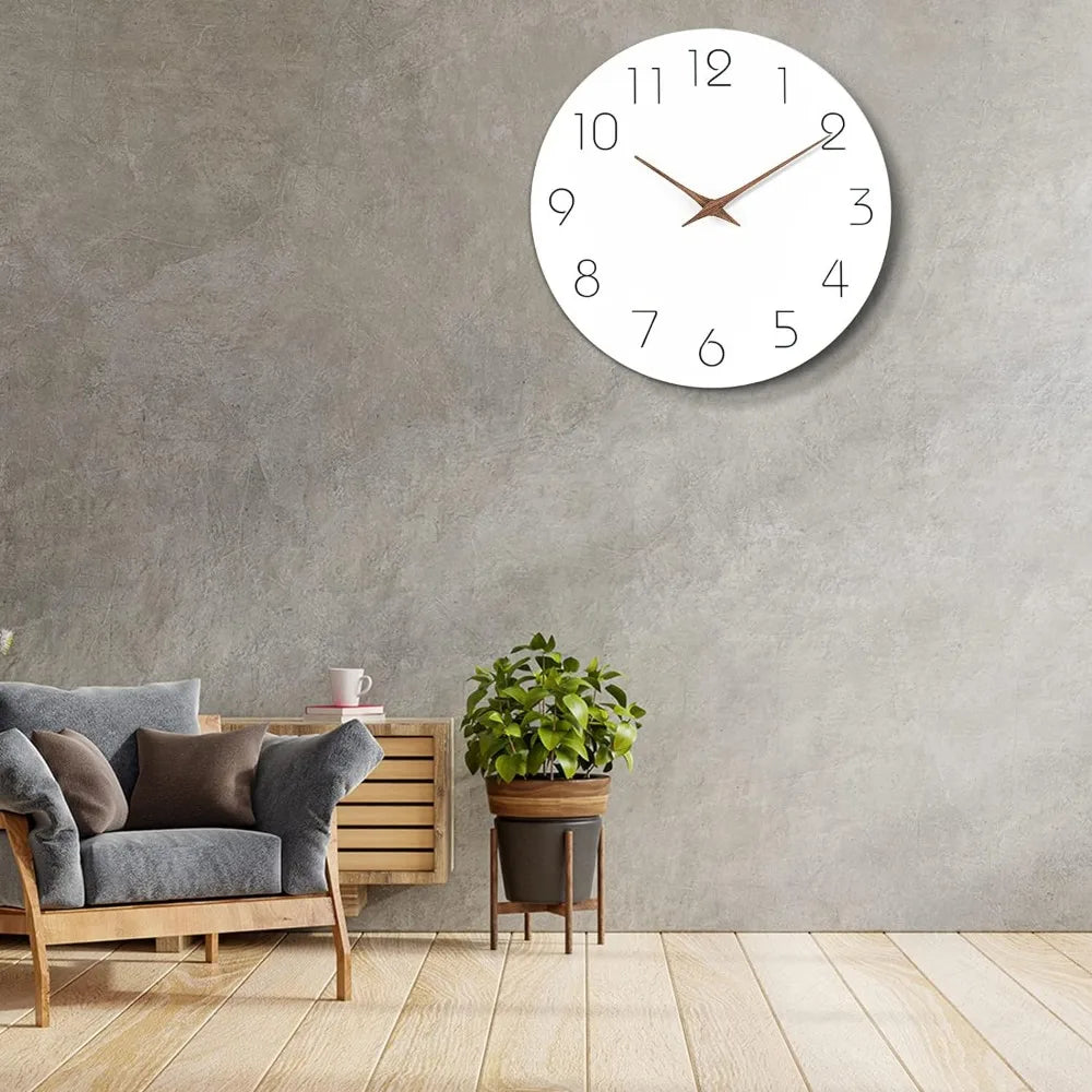 horloge murale bois blanc minimaliste aiguille quartz 305mm salon simple