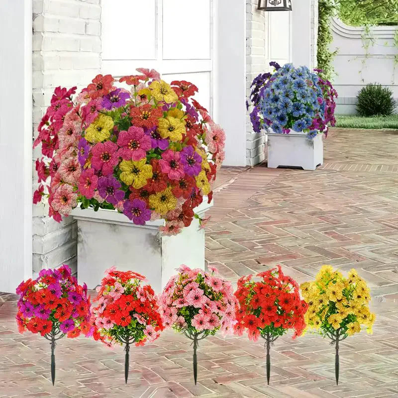 décoration intérieure moderne bouquet artificiel violet rose rouge jaune fleurs polyester piquet simple