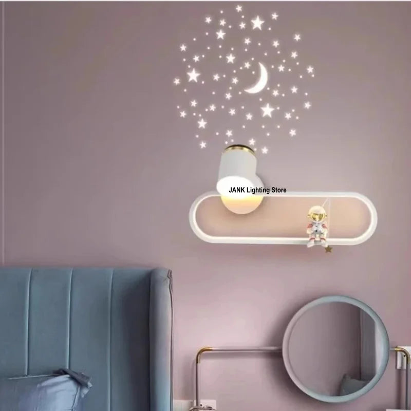 applique murale moderne aluminium noir blanc étoiles figurines chambre éclairage led mur fixations minimaliste