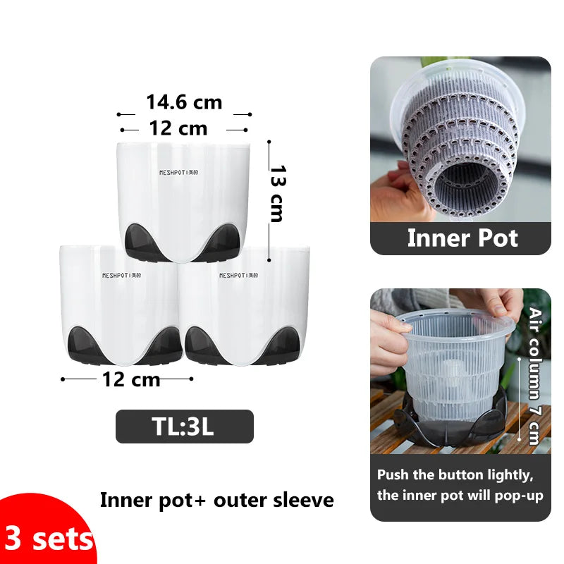 pots orchidées blancs modernes perforations ventilation racines aérationintérieurexterne