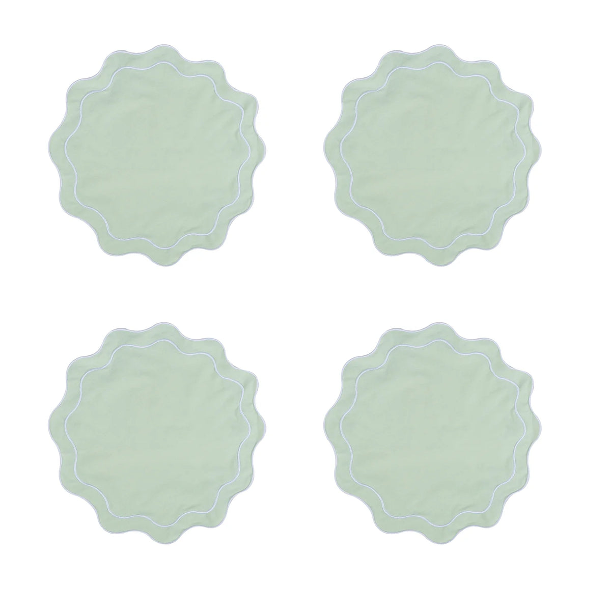 serviettes table classiques fleurs roses jaunes bordure bleue coton rose vert blanc