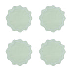serviettes table classiques fleurs roses jaunes bordure bleue coton rose vert blanc