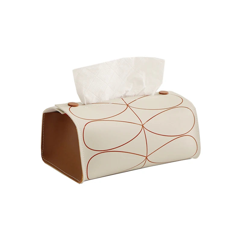 boîte mouchoirs cuir moderne beige carrés noirs serviettes visage chambre coucher