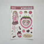 autocollants kawaii personnages dessins animés fruits coeurs notes musicales couleur rose blanc vert bleu