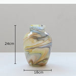vase moderne opaques marbré blanc bleu gris rose vert jaune fleurs artificielles tableDecoration
