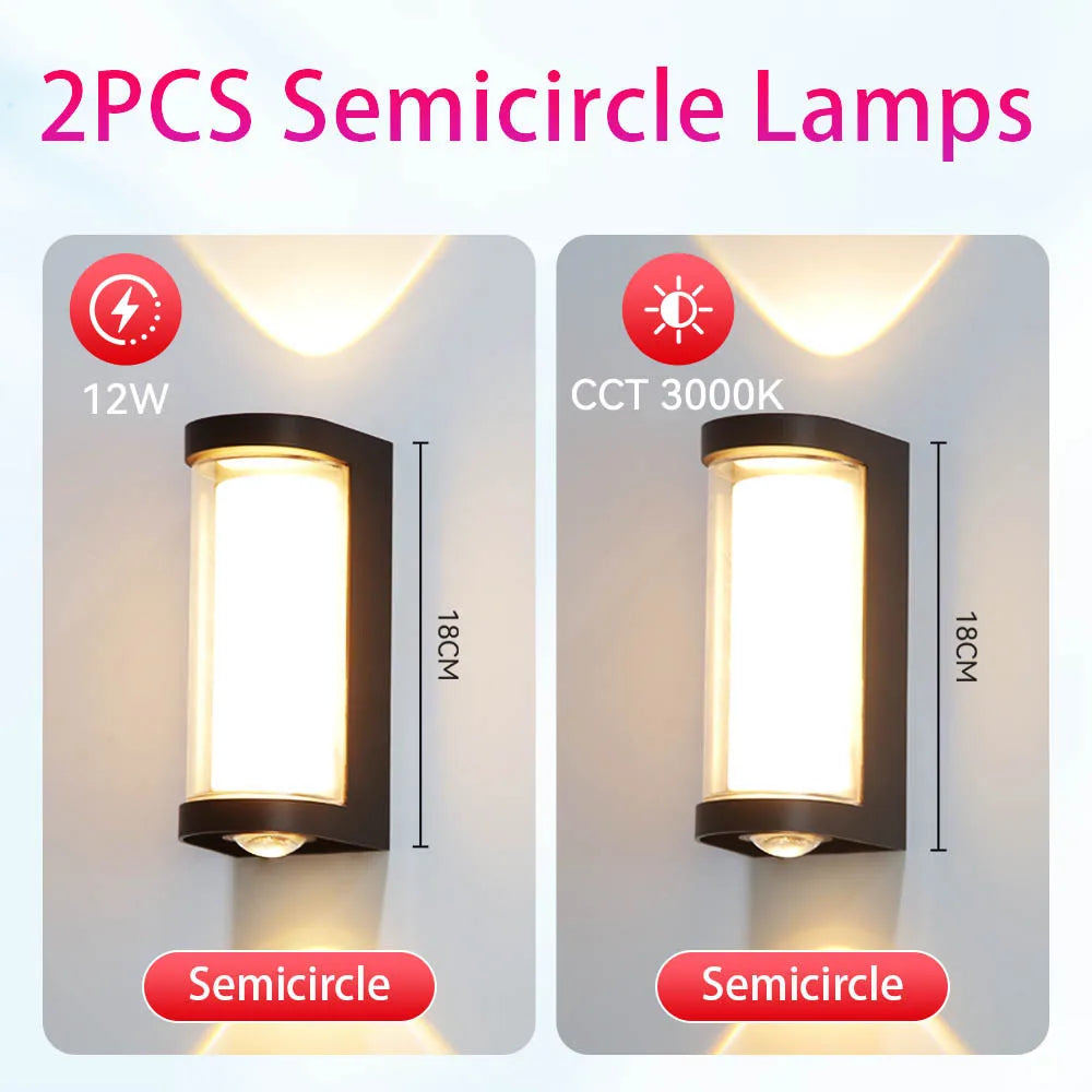 lampe murale extérieure moderne led ip65 étanche noir façade transparente abatjour acrylique