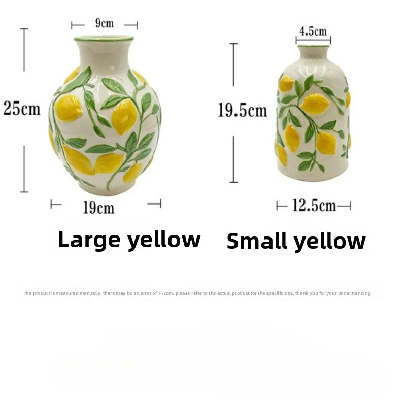 vase decoratif fleurs artificielles lemons peintures main decoration intérieure rustique maison