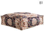 coussin sol orange bleu ethnique motifs floraux traditionnels carreaux coton polyester