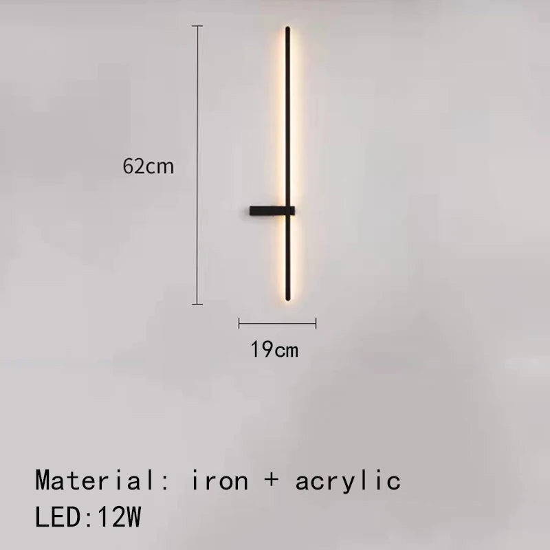 applique murale led aluminium noir moderne minimaliste éclairage salon chambre intérieur maison
