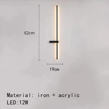 applique murale led aluminium noir moderne minimaliste éclairage salon chambre intérieur maison