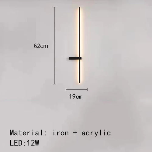 applique murale led aluminium noir moderne minimaliste éclairage salon chambre intérieur maison