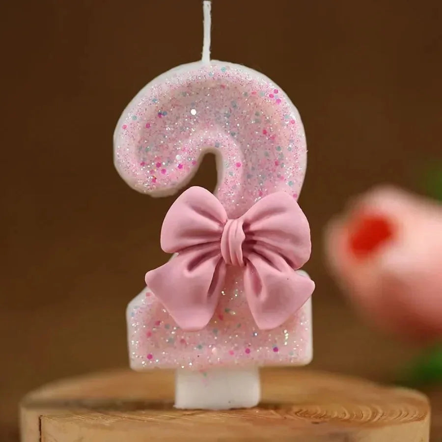 décoration anniversaire fille bougie chiffre rose pailletée brillante festive numérotée
