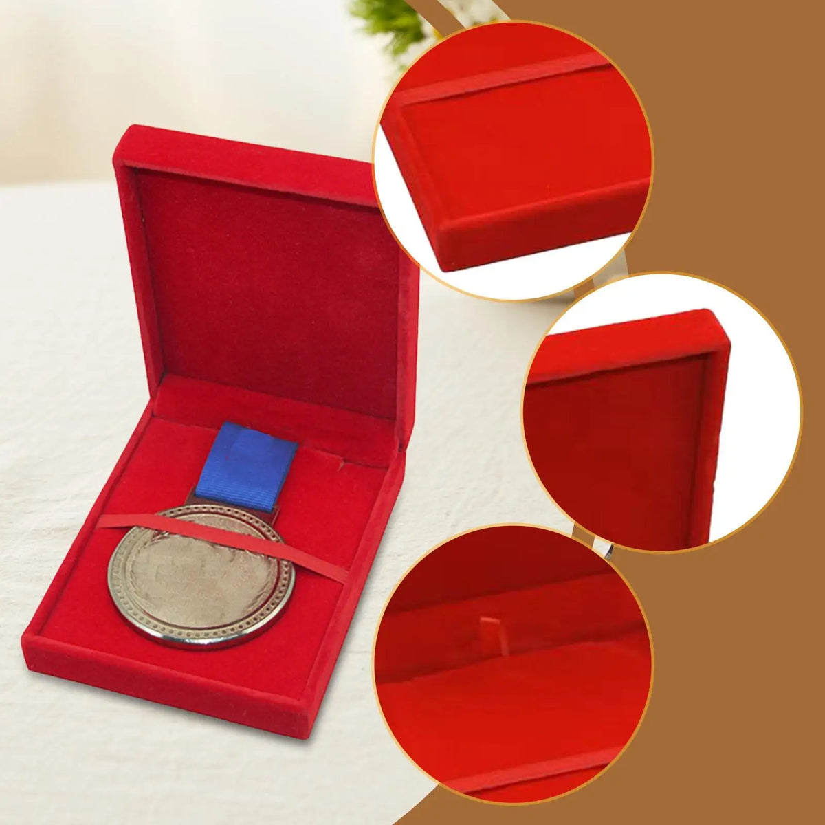 boîte médailles velours uni rouge verte bleue noire classique anti poussière collecte sports