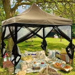 moustiquaire extérieure tente pavillon quadratique polyester traité insecticide pliante moderne beige noir imperméable anneaux