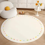 tapis rond carreaux colorés moderne enfantin bleu blanc rose vert polyester antidérapant chambre salon