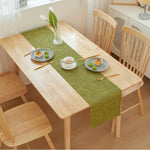 nappe lin texturée gris rouge bleu vert orange moderne décoration intérieure table assiettes thé