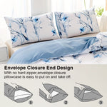 housse couette motif floral moderne 100 polyester couverture taies oreiller bleu blanc