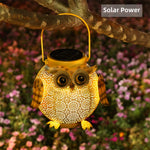 Lanterne solaire suspendue hibou métal jardin patio