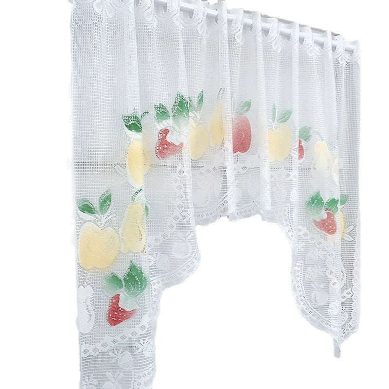 rideau blanc brodé fruits feuilles verte suspension maison erotique floral pastorale