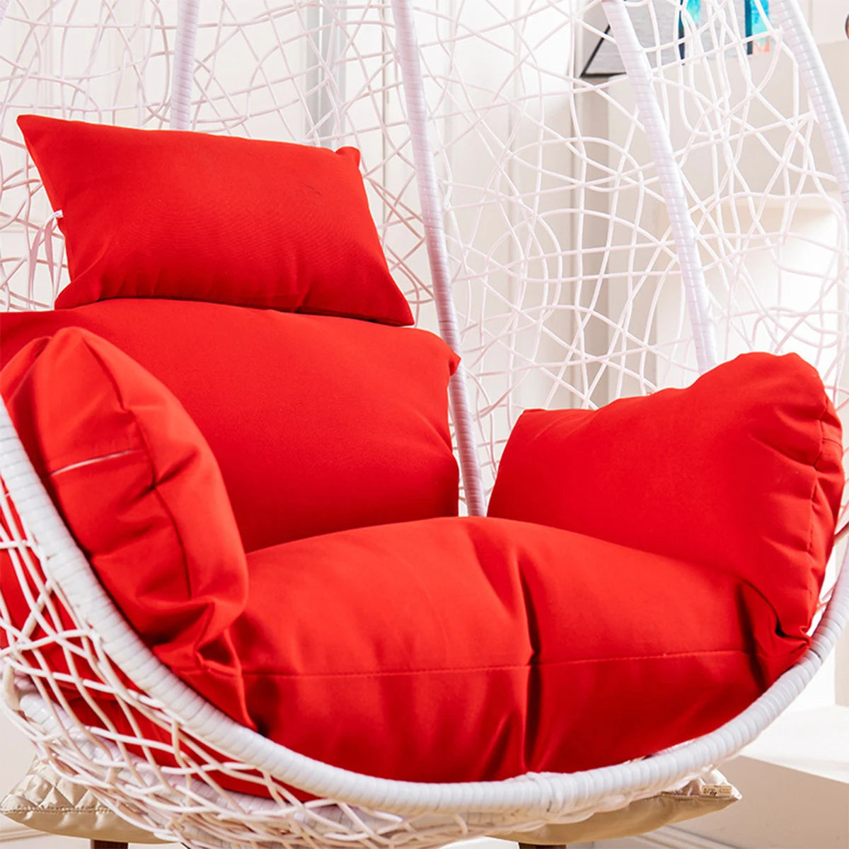 fauteuil suspendu moderne coussins orange vert jaune rouge beige polyester coton respirant fixations