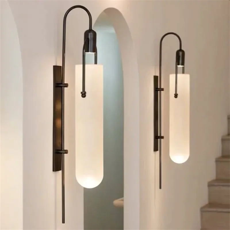applique murale led moderne or noir blanc contemporaine minimaliste fixée mur abatjour verre opaque