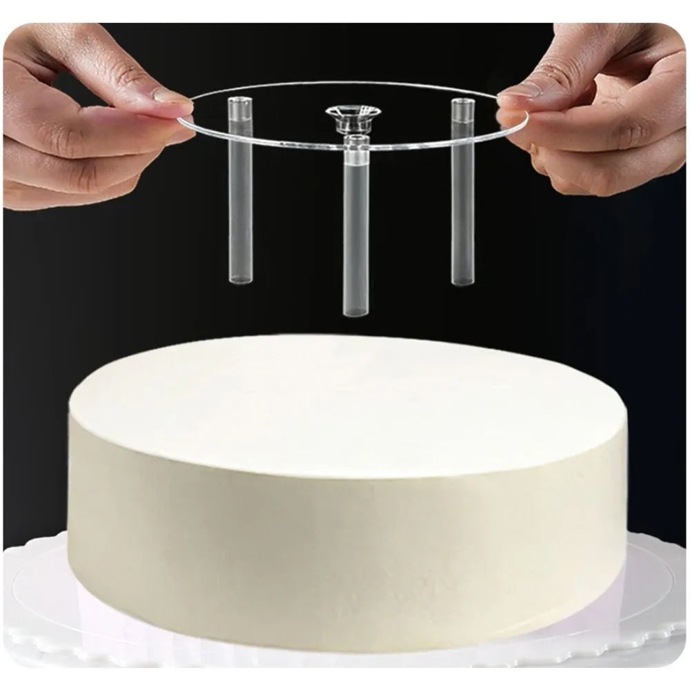 Support gâteau transparent multi niveaux tiges ensembles straws spacers rond moderne