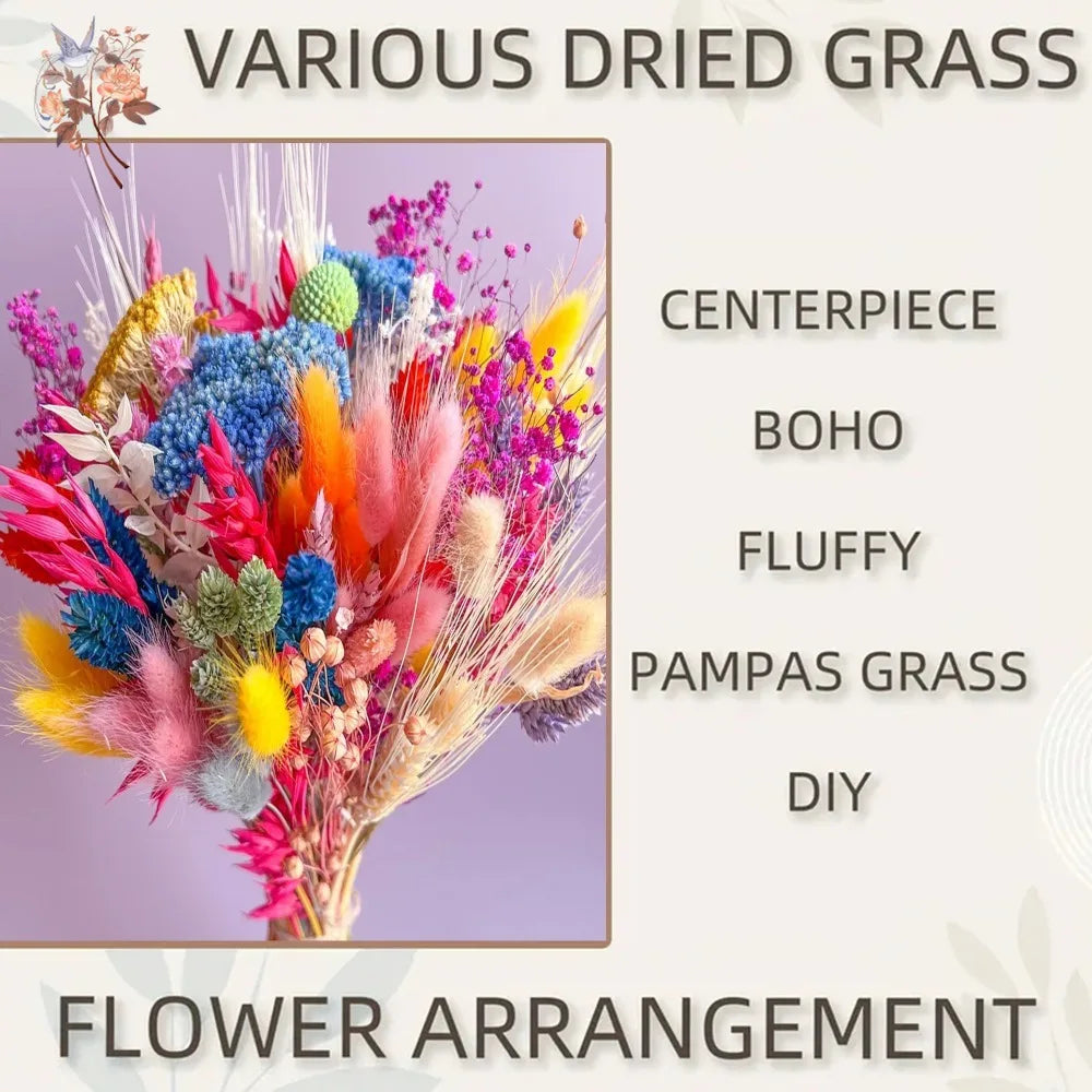 bouquet fleurs séchées multicolore boho décoration maison anniversaire baby shower