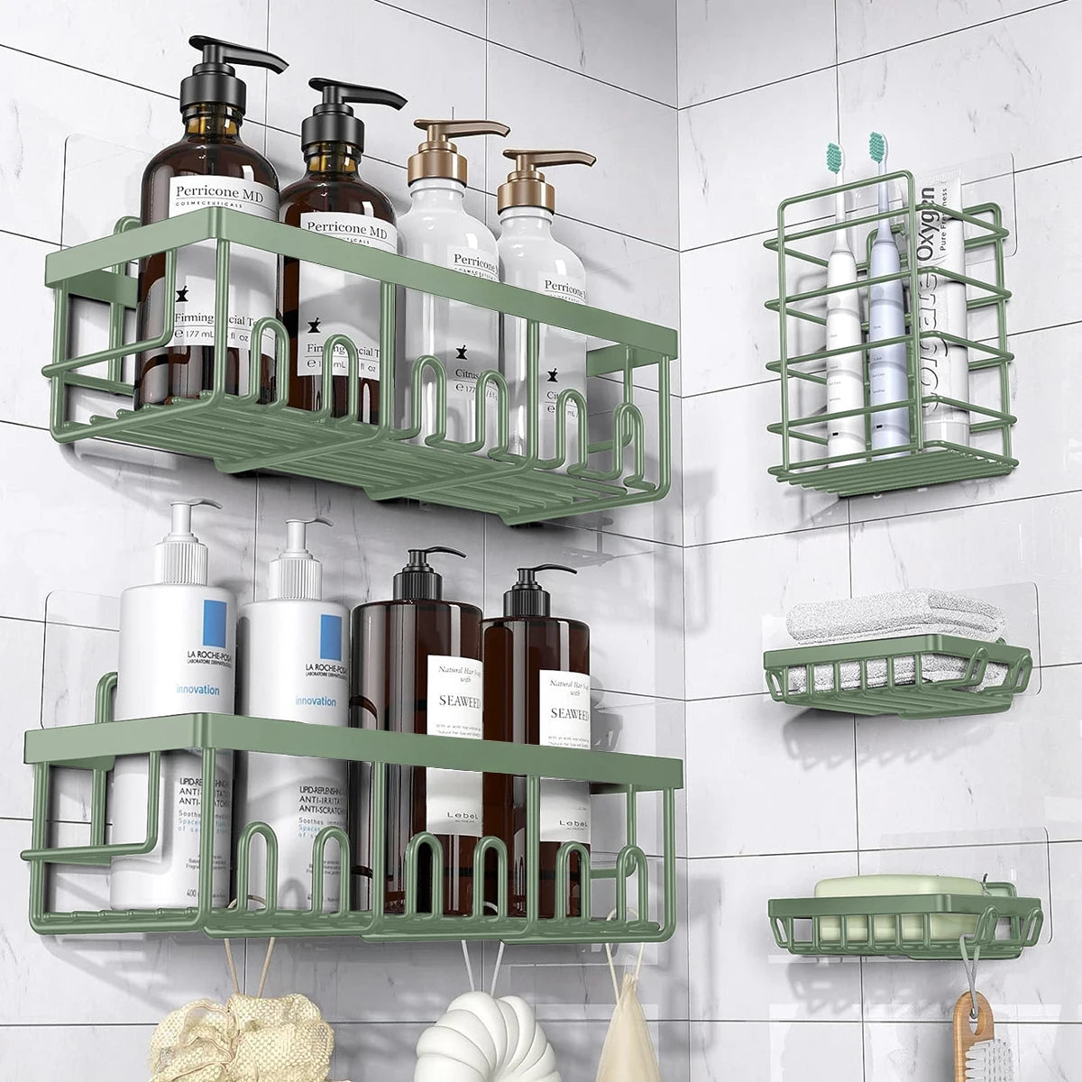 étagères murales adhésives acier inoxydable niveaux rangement moderne salle bain noir sans perçage
