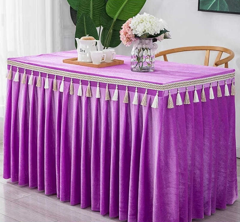 jupe table velours rouge blanc vert foncé gris violet classique réutilisable maison mariage banquet