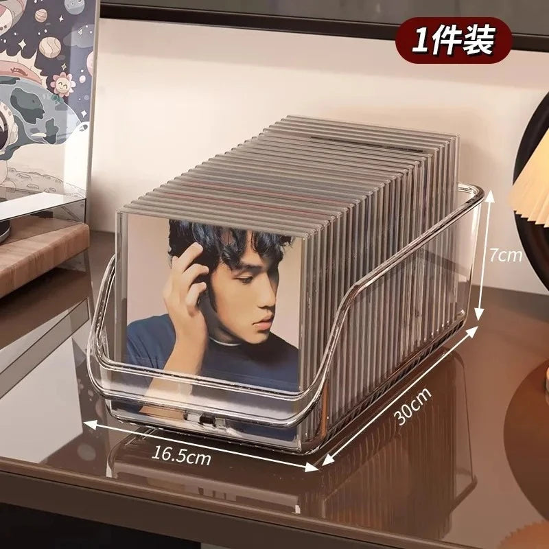 boîtes rangement cd transparentes modernes minimalistes multifonctionnelles.storage vinyle cassette audio