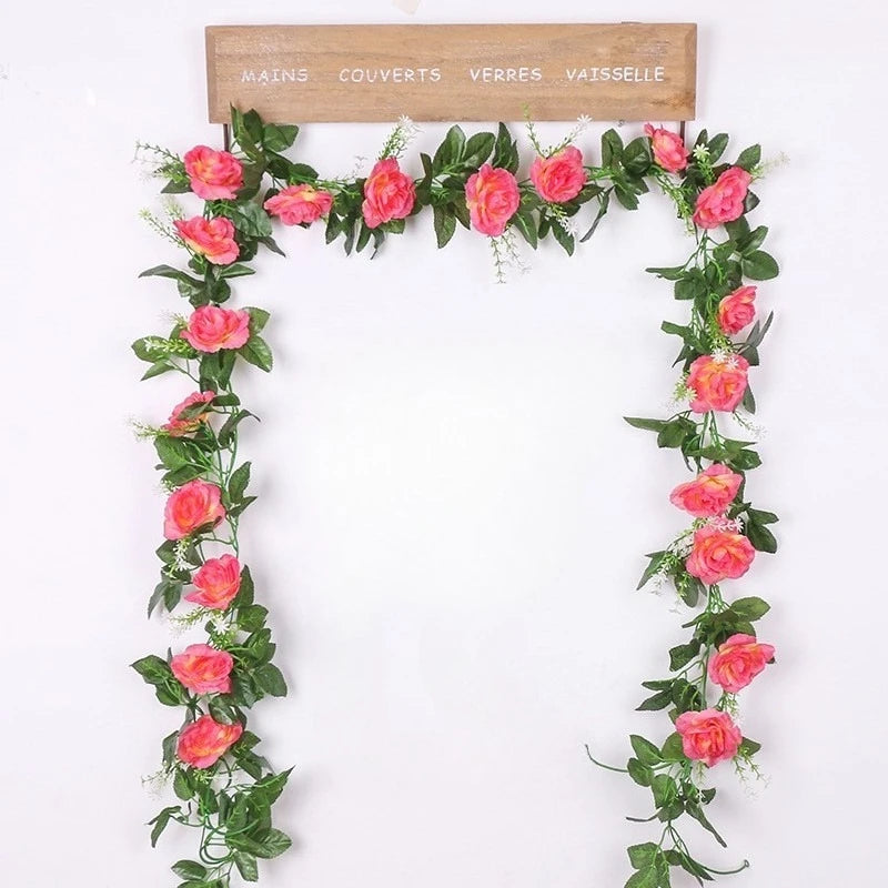 guirlande florale artificielle rose blanc mariage anniversaire baby shower décoration romantiqueintérieur