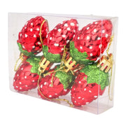 décorations noël fraises rouges vert doré texturées festives boucles dorées lot