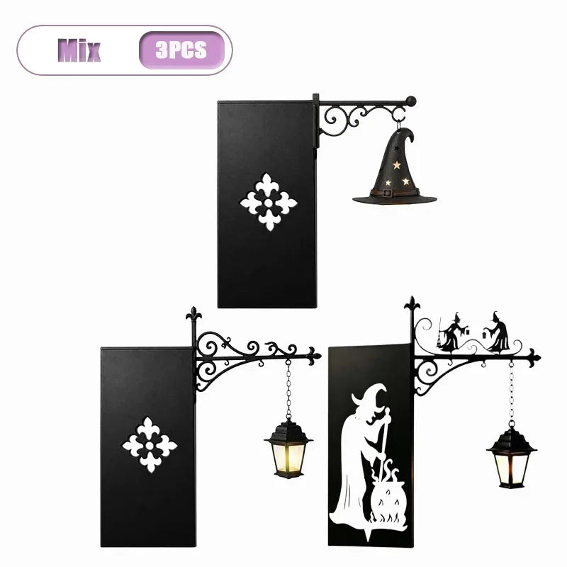 lampe lecture suspendue halloween fantôme motifs floraux gothique vintage crochet mural noir blanc