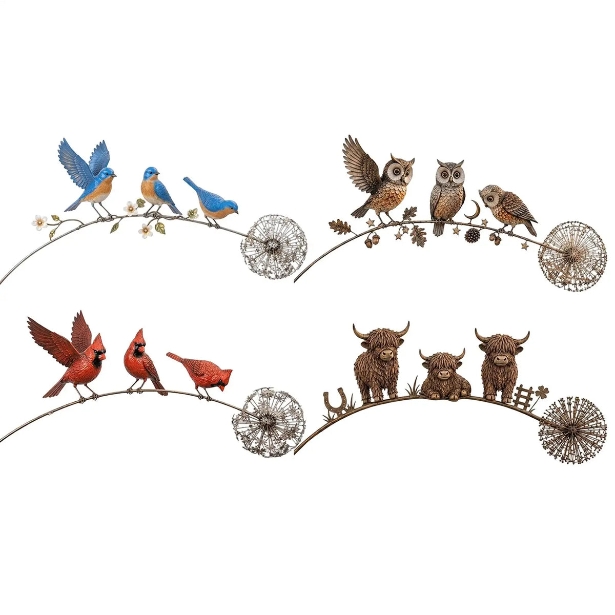 sculpture extérieure oiseaux ours animaux réaliste rouge marron clair patio jardin