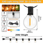 guirlande lumineuse led g40 extérieure transparente jaune doré sphères verre filament blanc vintage clips