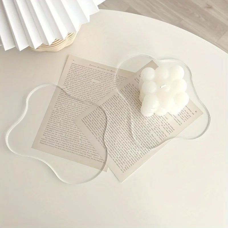 support livre moderne transparent plateau organique forme irrégulière deco intérieur étagère contemporain
