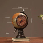horloge vintage globe terrestre résine bleu marron doré décoration ancien