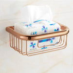 paniers salle bain rose doré filet métallique moderne