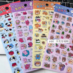 sticker kawaii mignon clips bleu jaune rose textes japonais dessins animés album autocollants