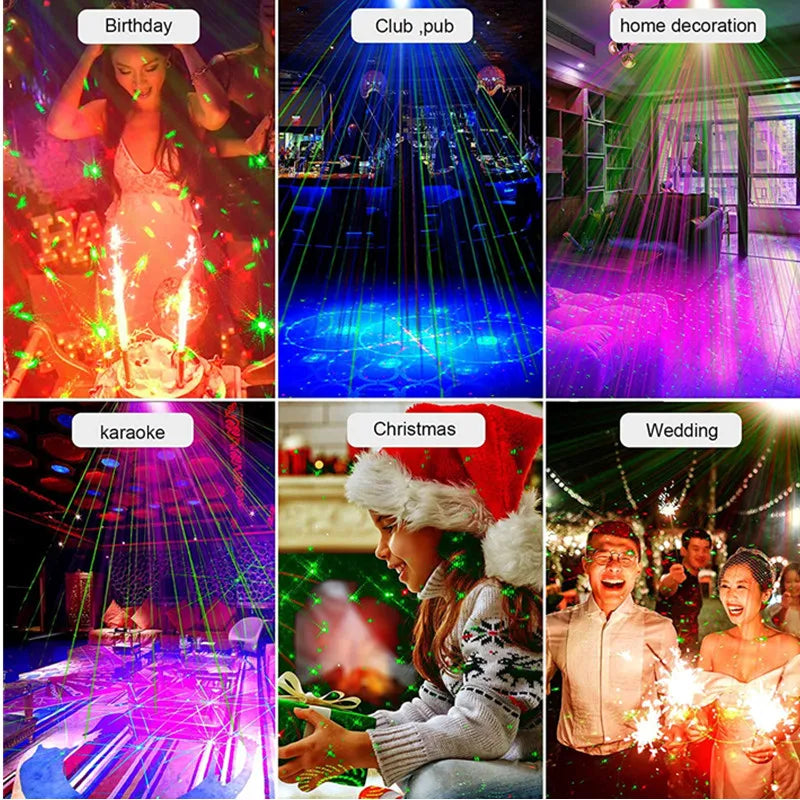 projecteur laser noir moderne effet stroboscope sonore controle rgb led anniversaire decoration noel mariageintérieur