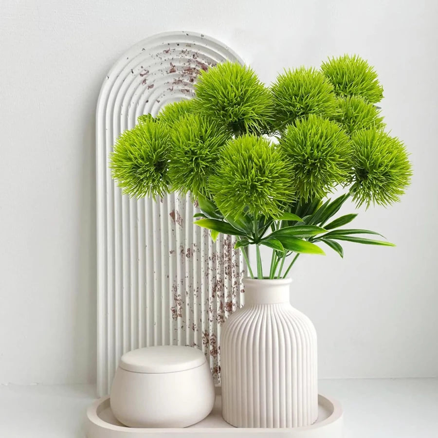 bouquet fleurs artificielles dandelion moderne minimaliste anniversaire mariage décoration intérieure extérieure blanc vert rose
