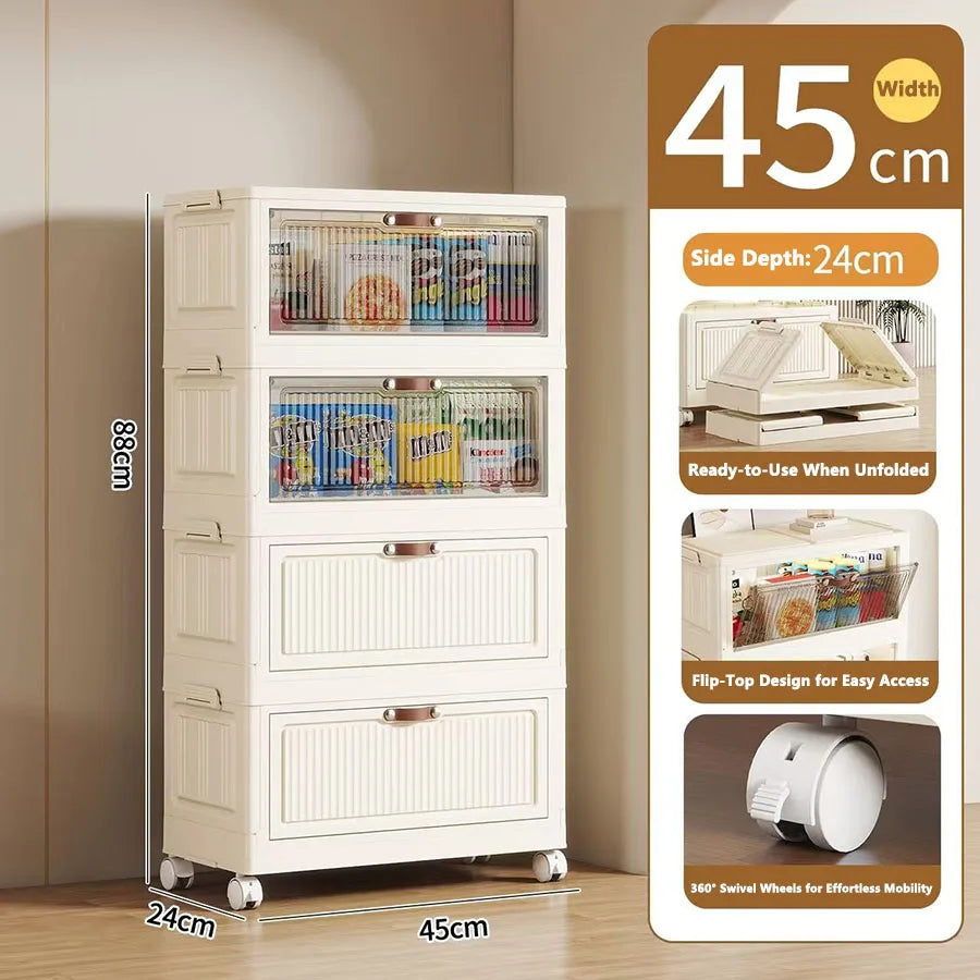 meuble rangement modulable pliable blanc rayures verticales moderne roulettes almacenamiento eficiente