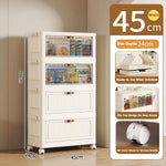 meuble rangement modulable pliable blanc rayures verticales moderne roulettes almacenamiento eficiente