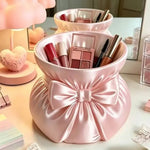 Sac cosmétiques moderne élégant rose blanc bleu violet satiné portatif pinceaux maquillage lips palettes
