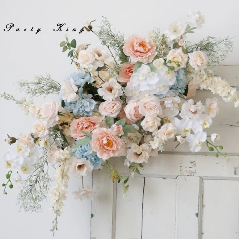 décoration mariage anniversaire rose clair bleu pastel bouquet fleurs artificielles classiqueextérieur