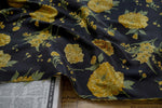 tissu brocart floral texturé noir jaune vert résistant bricolage decoratif 145cm