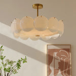 lampe suspendue moderne blanc doré rondes translucides chambre salon