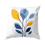housse coussin géométrique bleu feuilles stylisées moderne 45cm 45cm zip invisible polyester maison