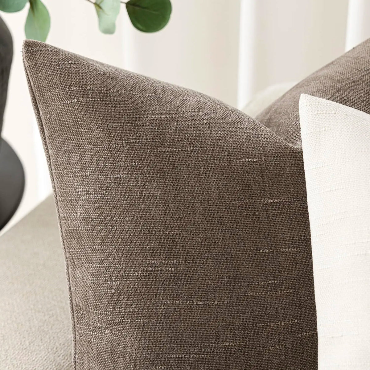 lot housses coussin carrées texture lin moderne garnissage intérieur blanc